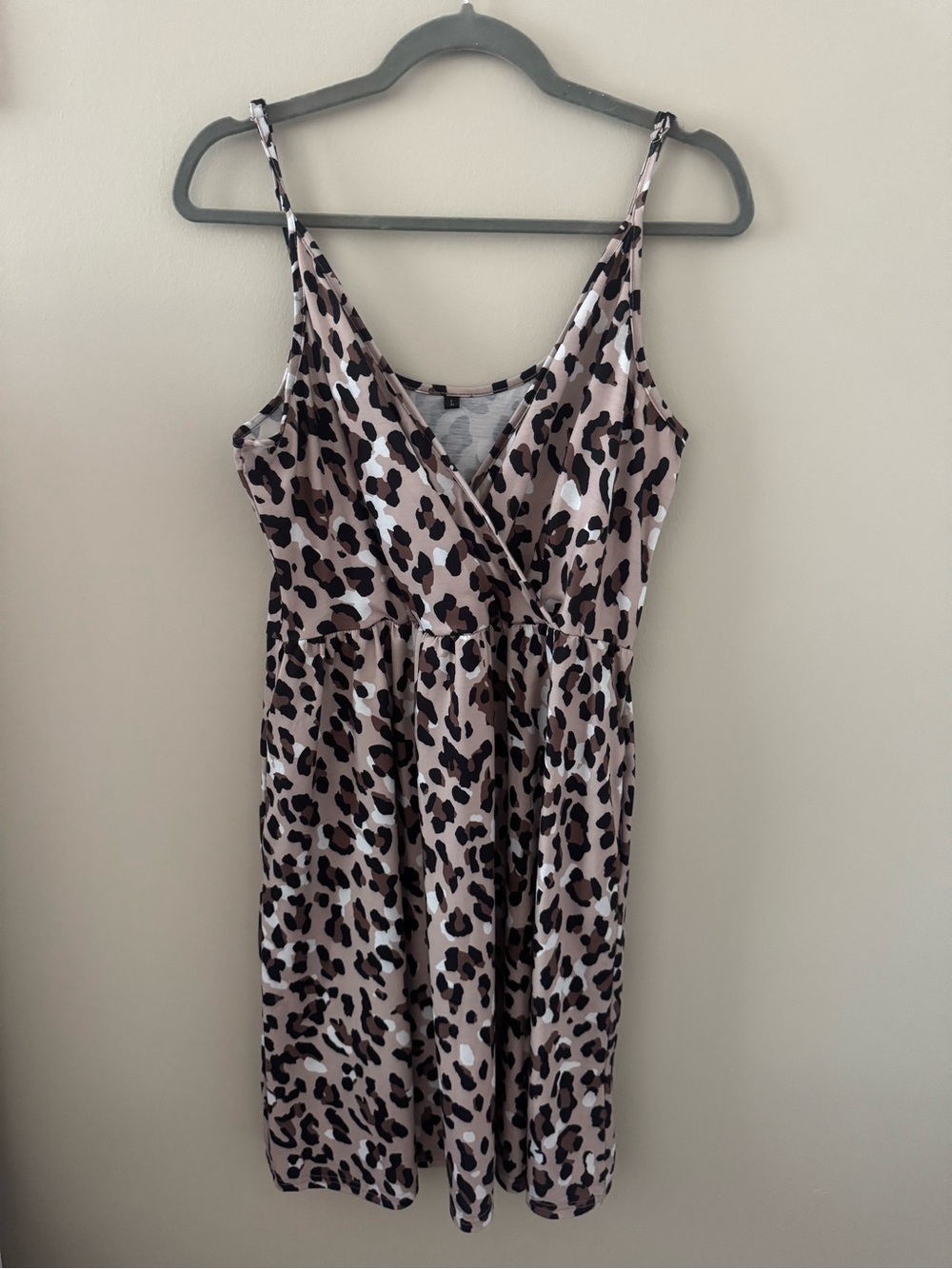 Women’s Leopard Print Slip Dress - Taupe / Black - Picture 1 of 3